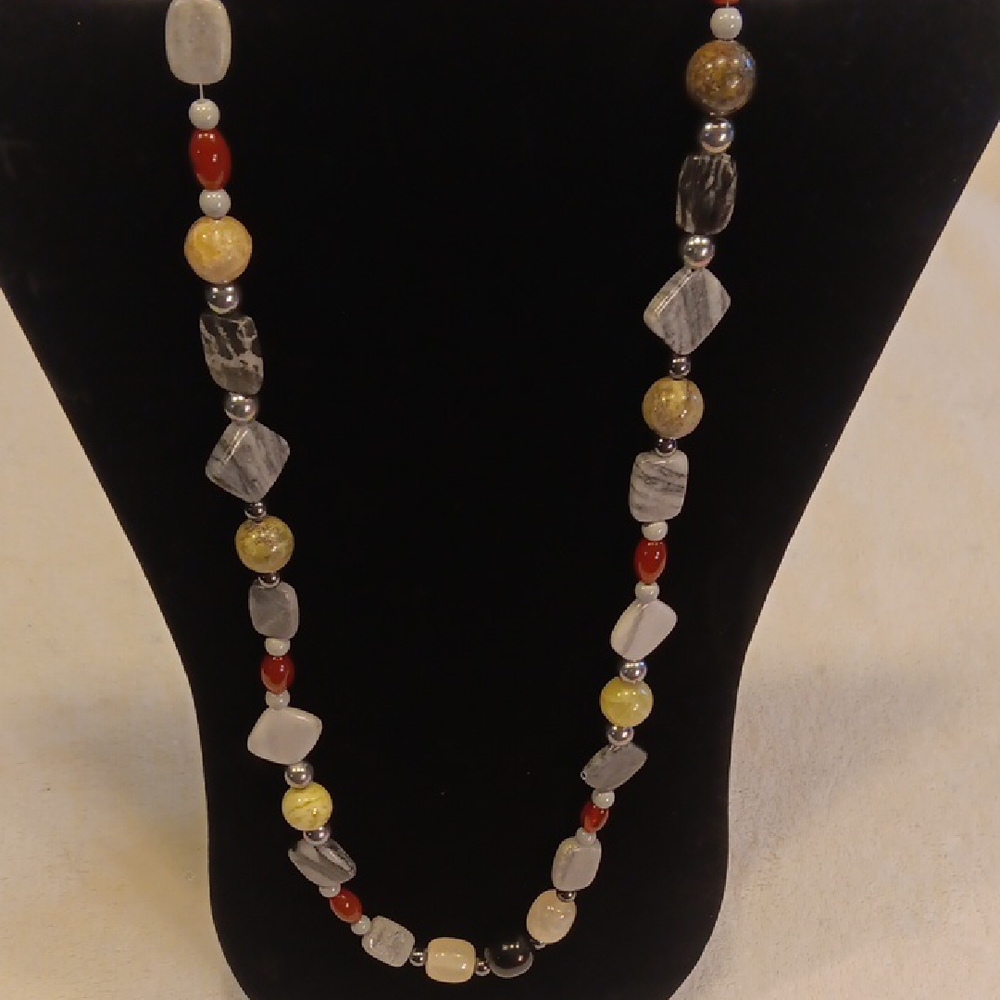 Artisan Handmade Beaded Necklace in Multiple Earthy Tones And Shapes - Picture 2 of 5